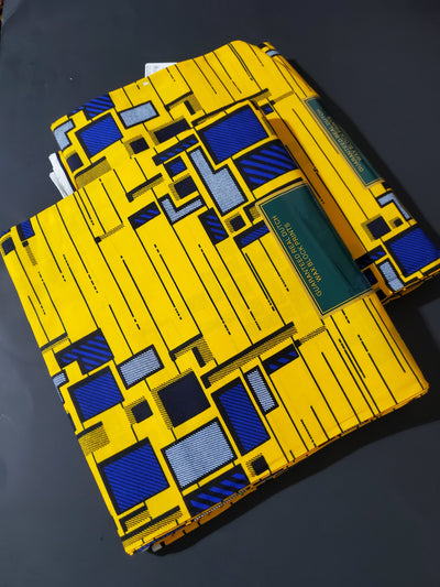 Yellow and Blue Ankara Fabric, ACS0331