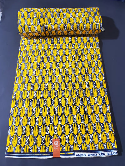 Yellow Multicolor African Ankara Print Fabric
