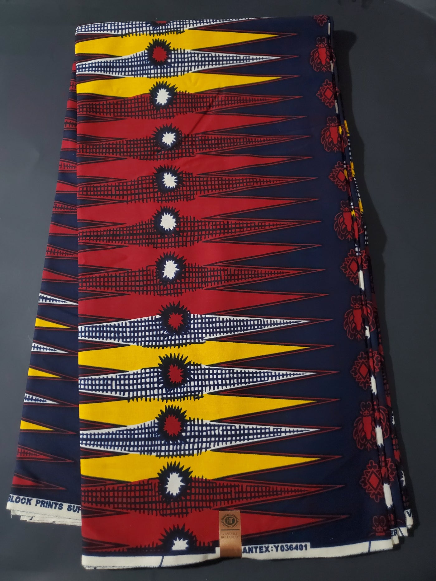 Navy, Yellow and Red Multicolor African Ankara Fabric