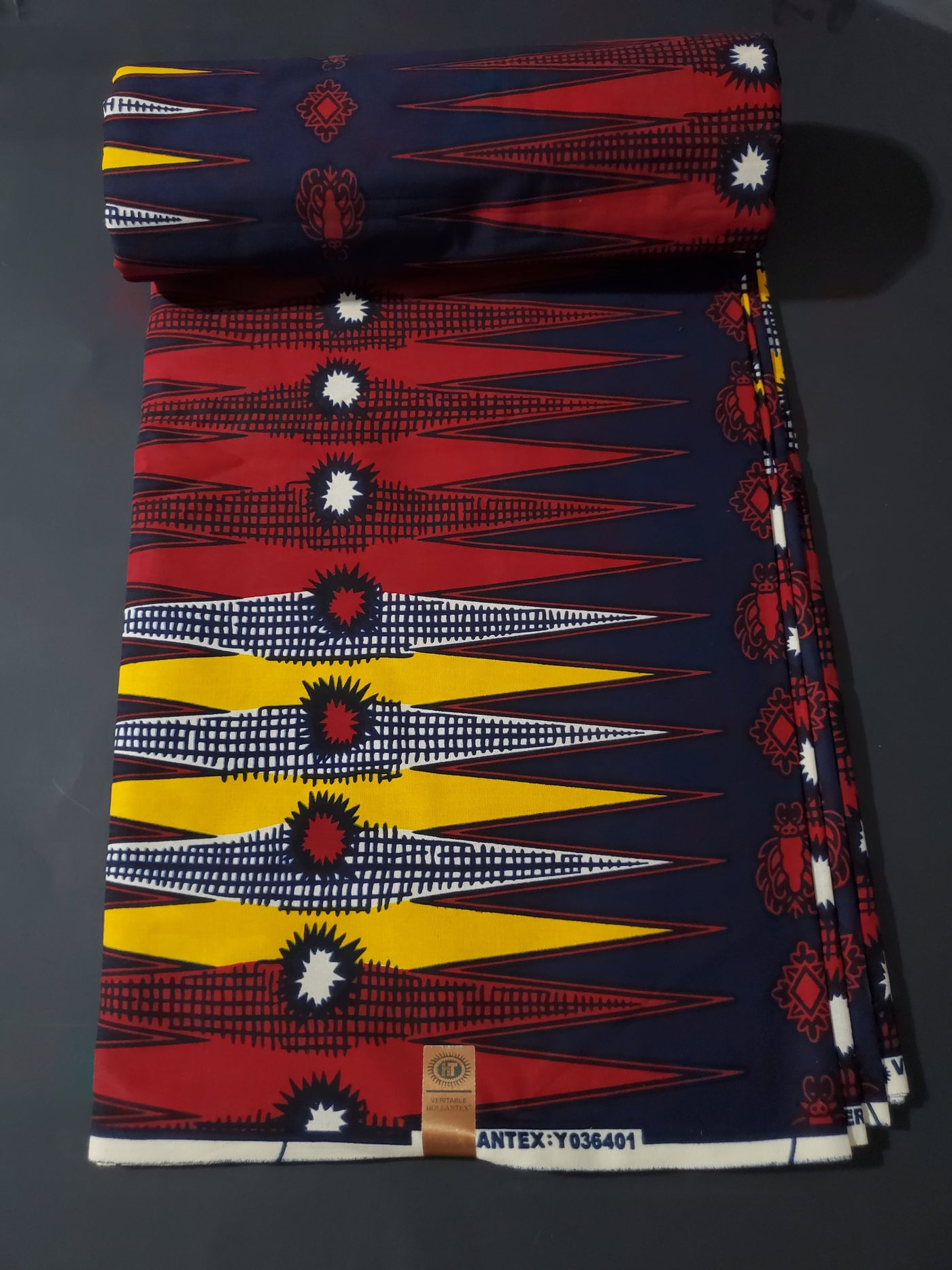 Navy, Yellow and Red Multicolor African Ankara Fabric