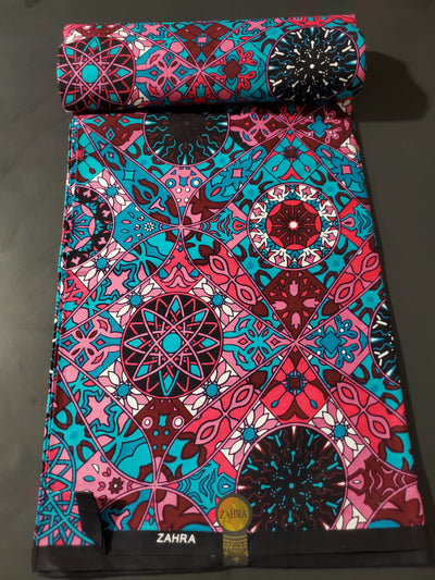 Pink and Blue Multicolor African Ankara Fabric
