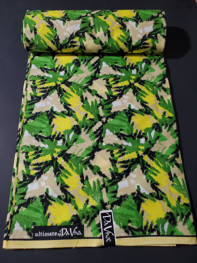 Green, Black and Yellow Multicolor frican Ankara Print Fabric