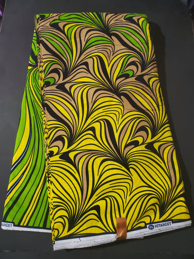 Yellow, Green and Black Ankara Fabric, ACS0131