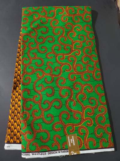 Green and Yellow Multicolor African Ankara Print Fabric