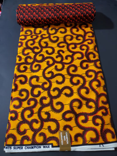 Orange and Yellow Multicolor African Ankara Print Fabric