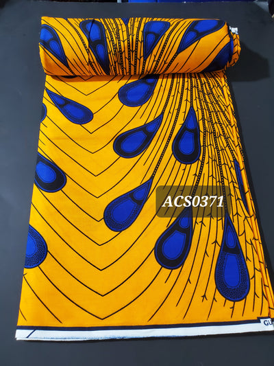 Yellow and Blue Rainburst Ankara Fabric, ACS0371