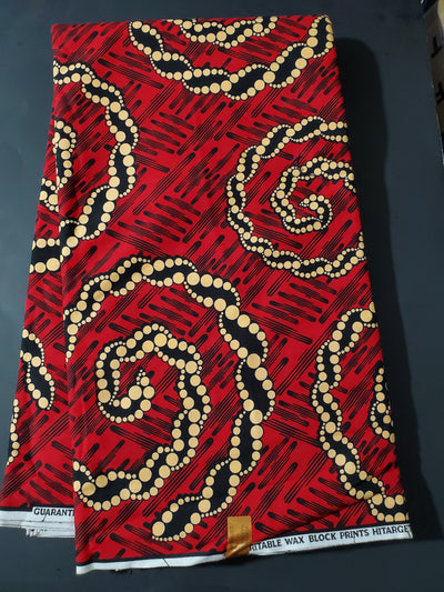 Red African Ankara Fabric