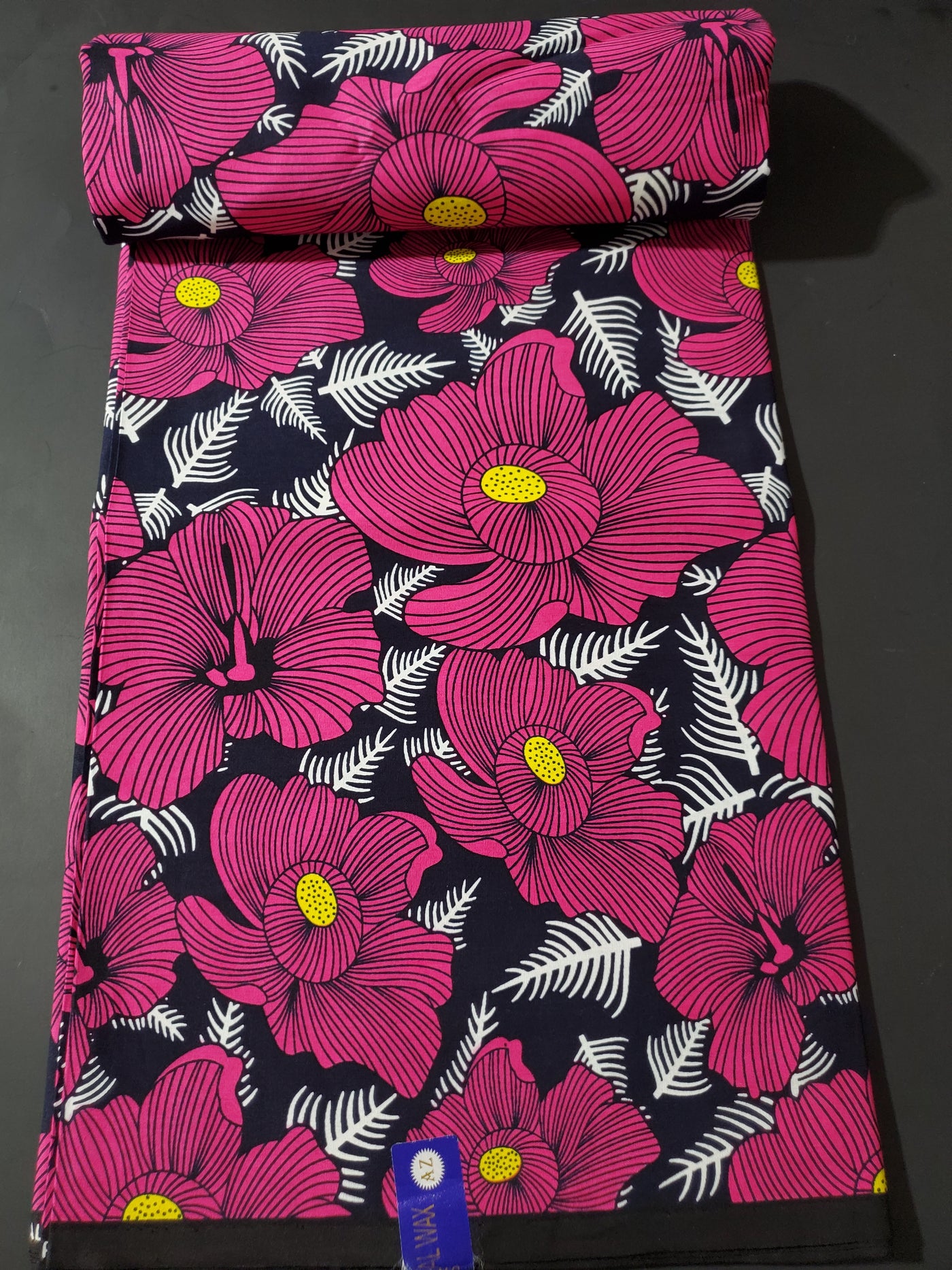 Navy and Pink Multicolor African Ankara Print Fabric