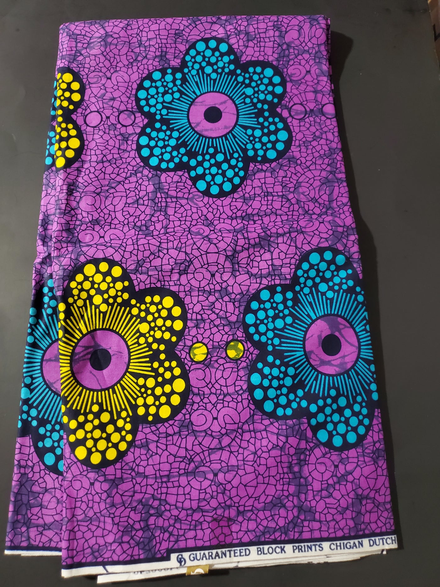 Purple and Yellow Multicolor African Ankara Print Fabric