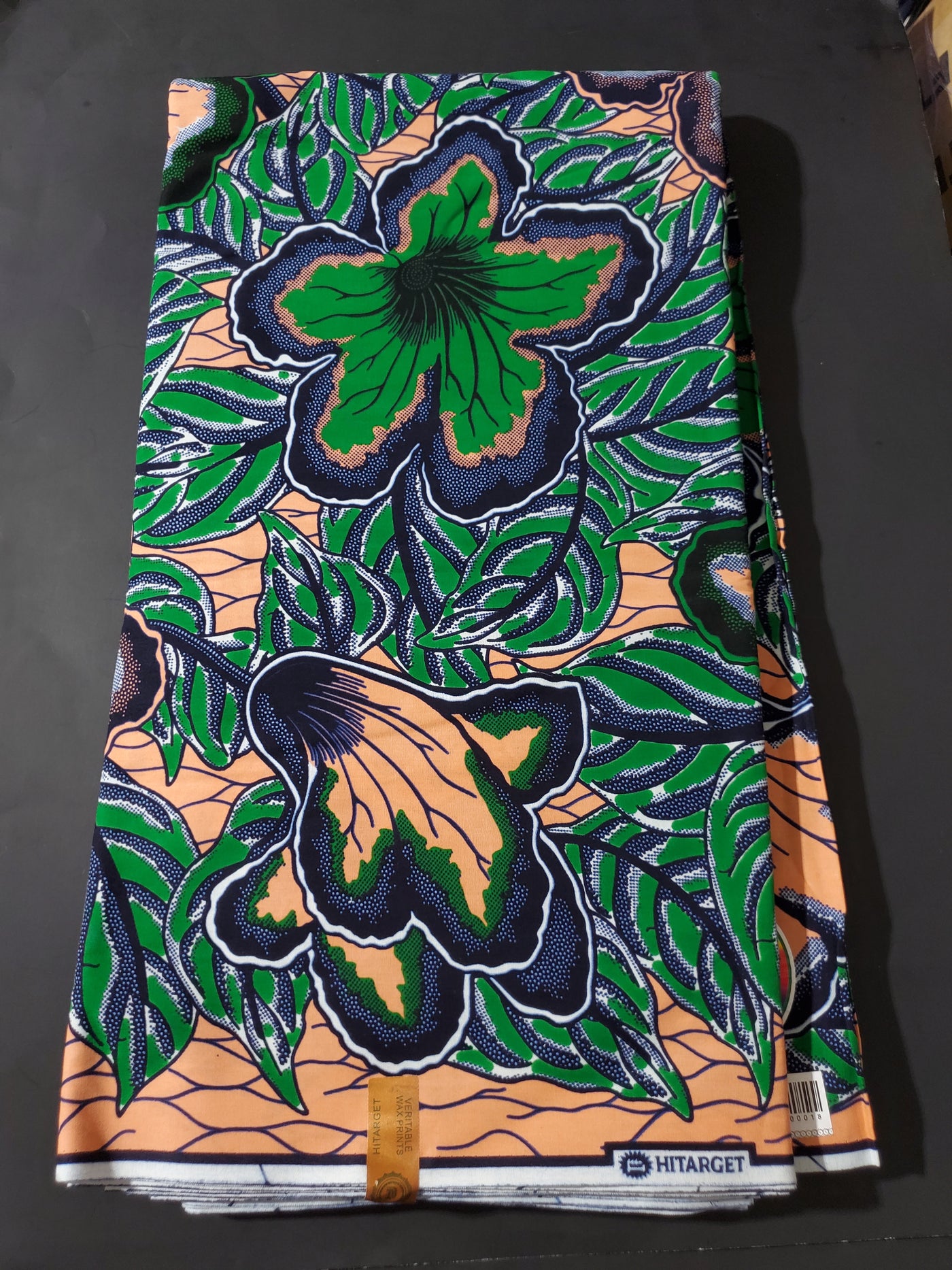 Peach and Green African Ankara Fabric
