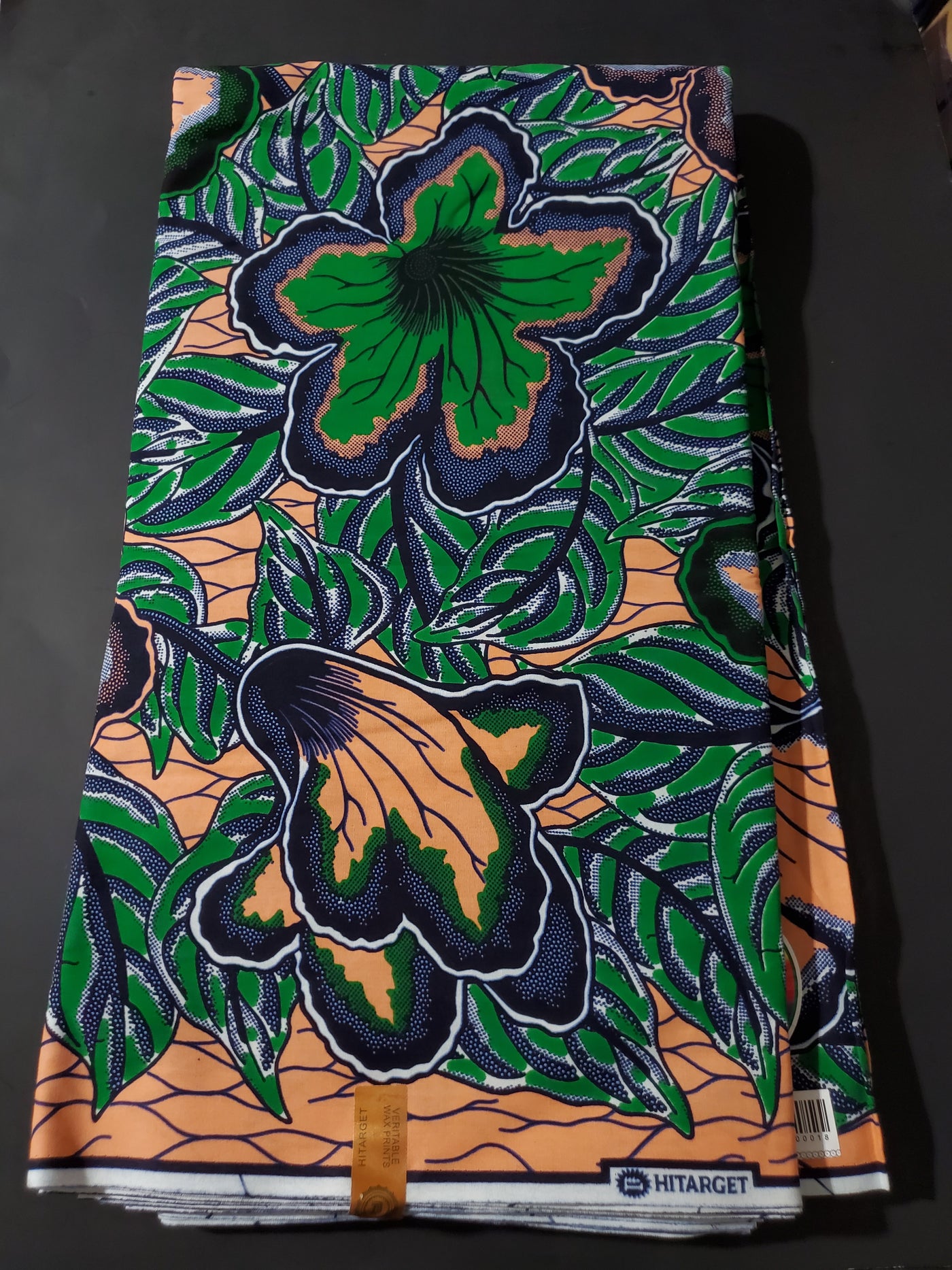 Peach and Green African Ankara Fabric
