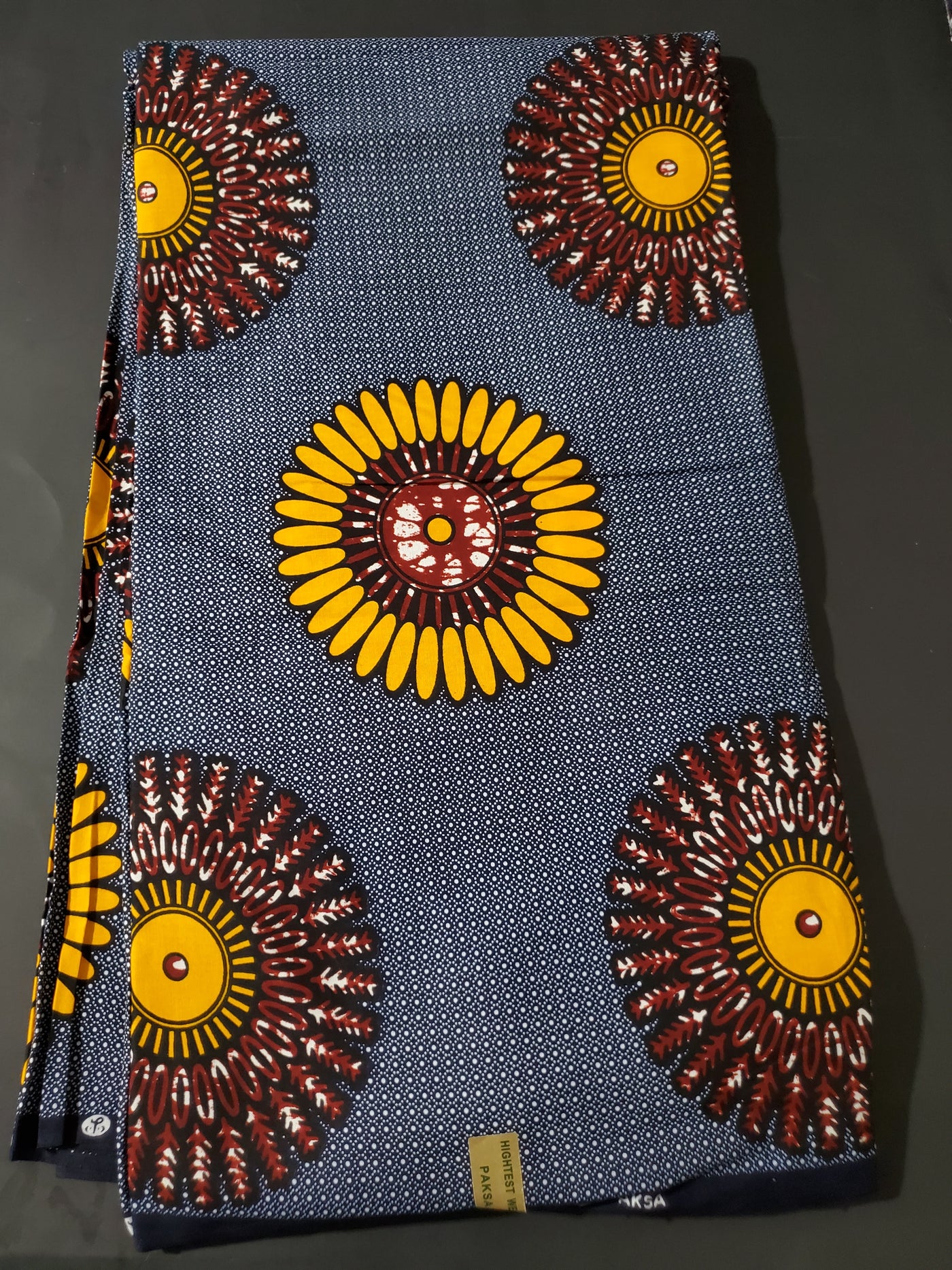 Navy, Brown and Yellow Multicolor African Ankara Print Fabric