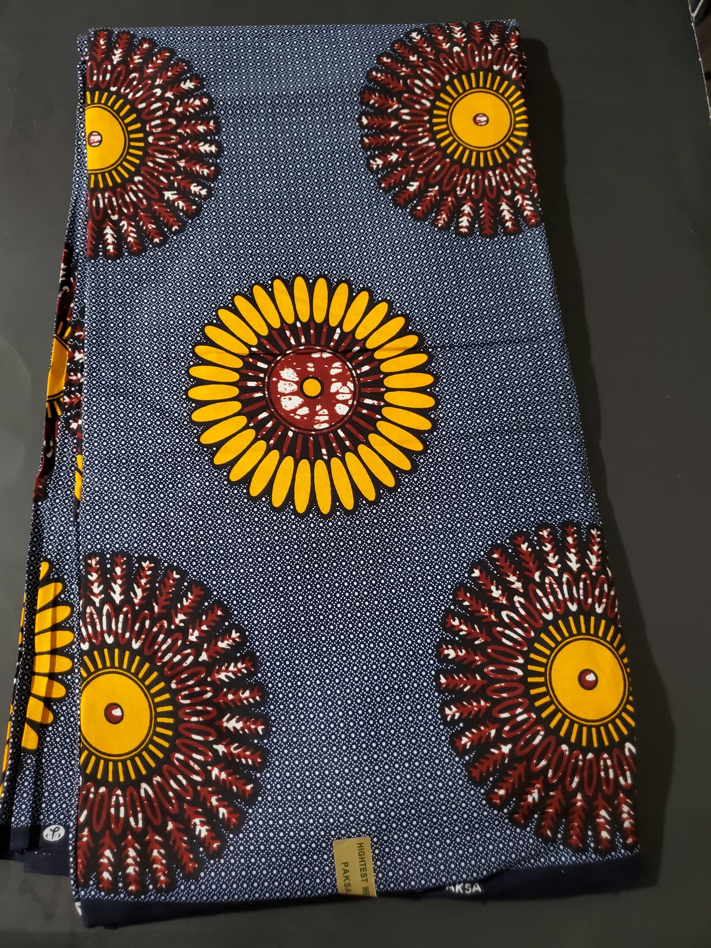 Navy, Brown and Yellow Multicolor African Ankara Print Fabric