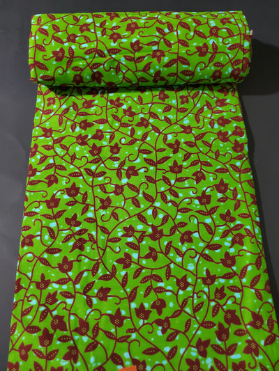 Green Multicolor African Ankara Print Fabric