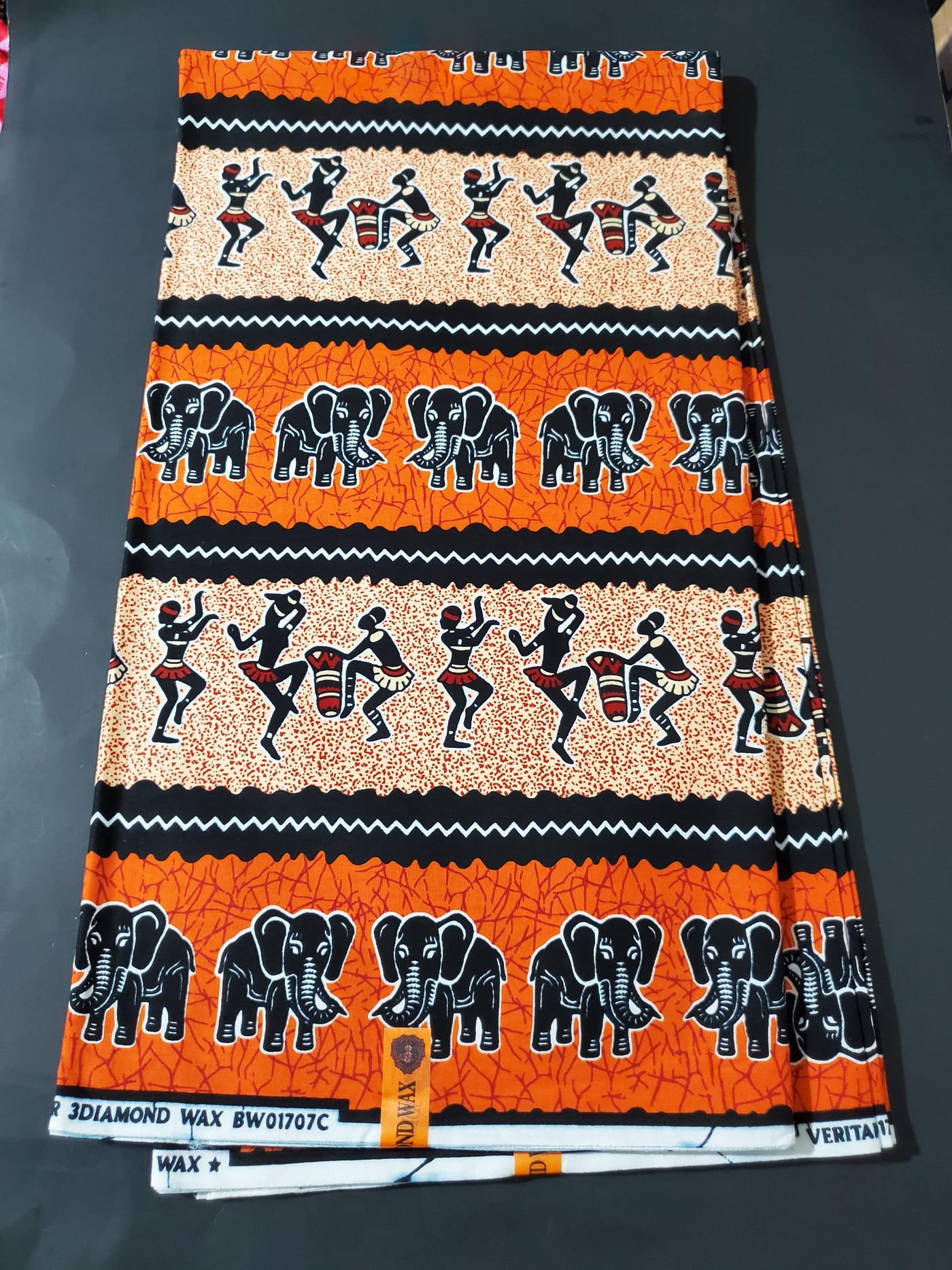 Orange and Black Multicolor African Ankara Fabric
