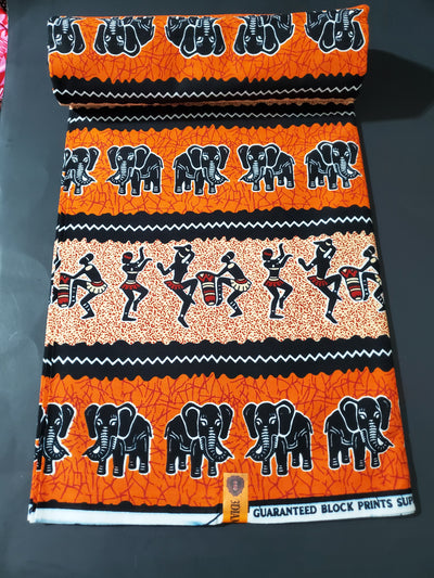 Orange and Black Multicolor African Ankara Fabric
