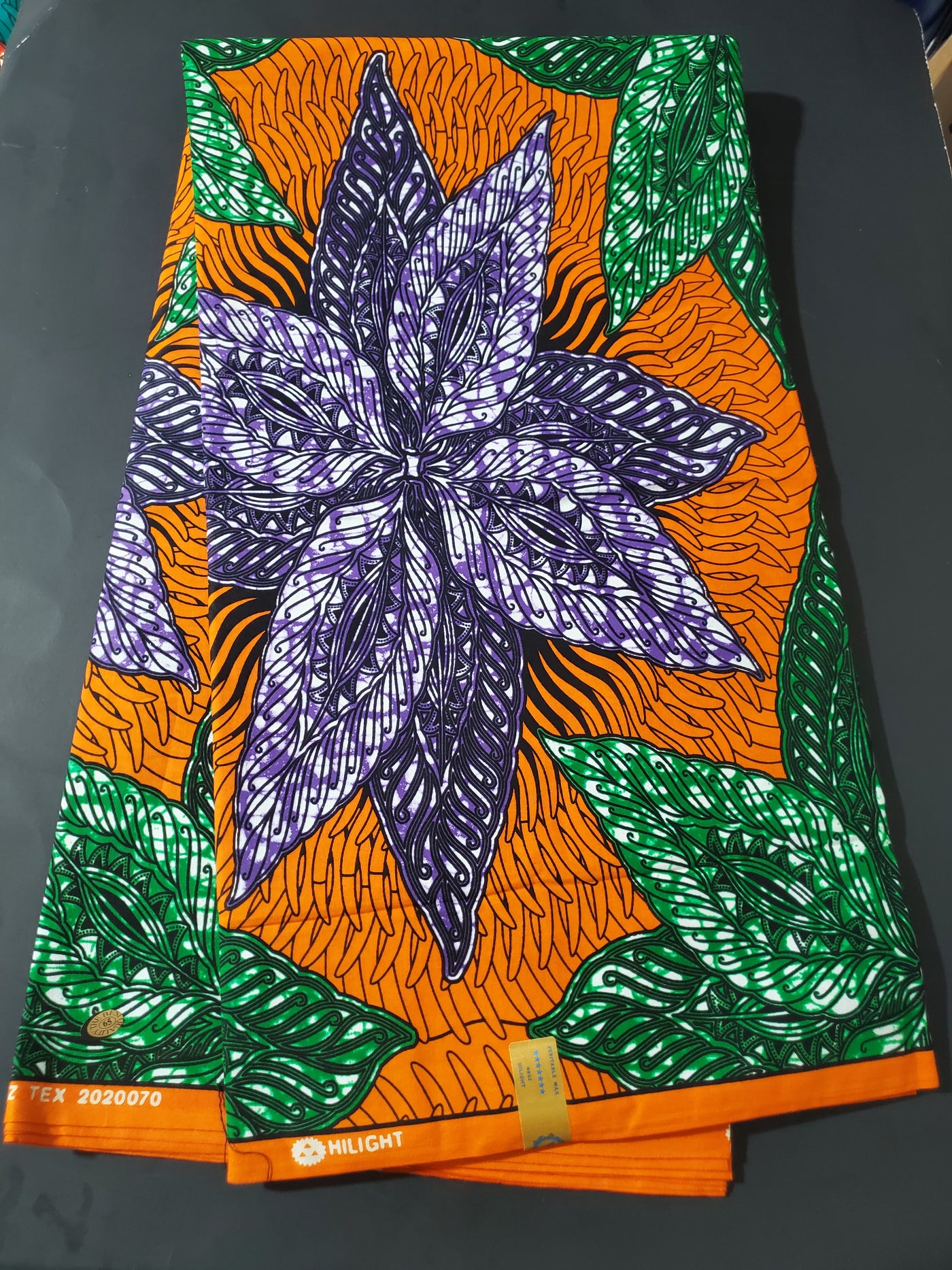 Orange, Purple and Green Multicolor African Ankara Fabric