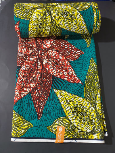 Teal, Green and Red Multicolor African Ankara Fabric