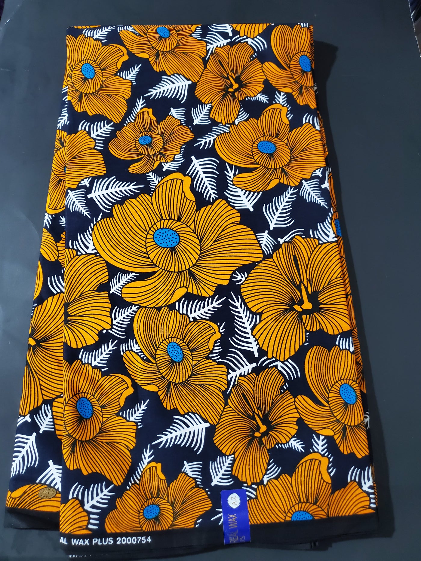 Navy and Orange Multicolor African Ankara Print Fabric