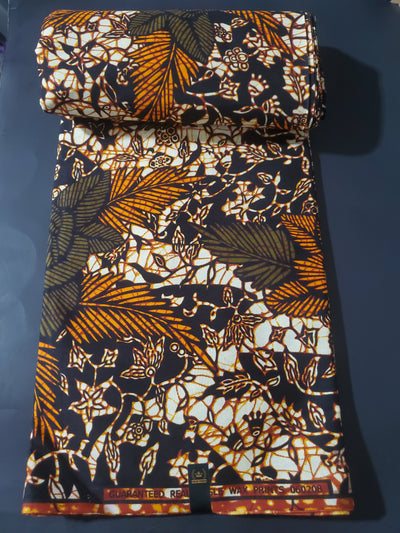 Brown, Orange and Black Multicolor African Ankara Fabric