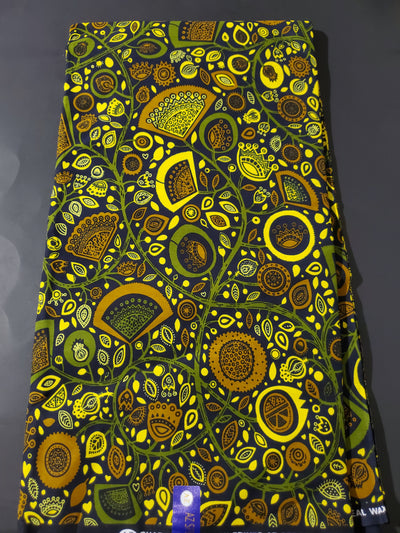 Olive Green Multicolor African Ankara Fabric