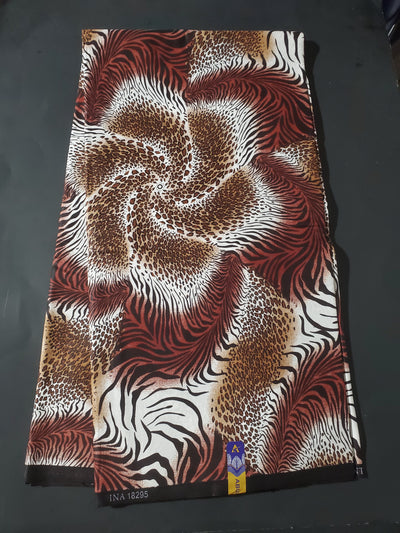 Brown, White and Black Multicolor African Ankara Fabric