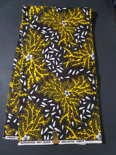 Black, White and Yellow Multicolor African Ankara Fabric
