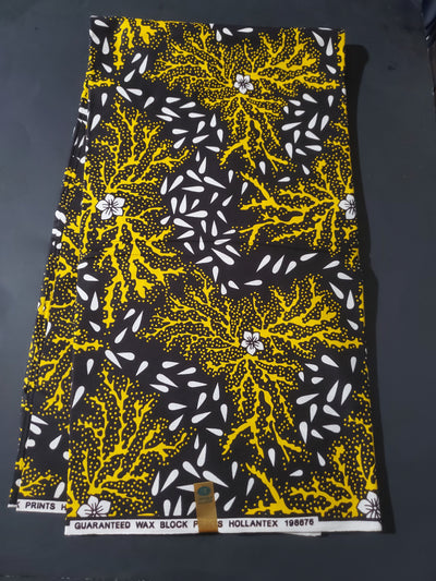 Black, White and Yellow Multicolor African Ankara Fabric