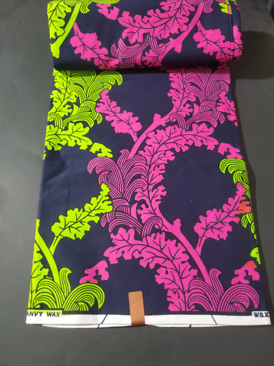 Navy, Green and Pink Multicolor African Ankara Fabric