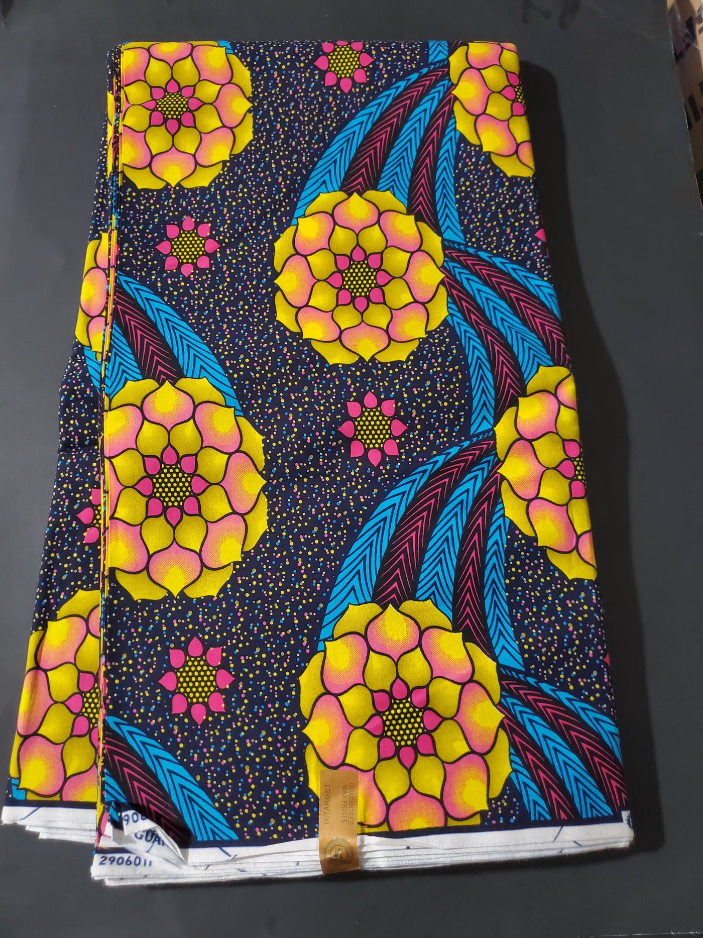 Navy, Yellow and Pink Multicolor African Ankara Fabric