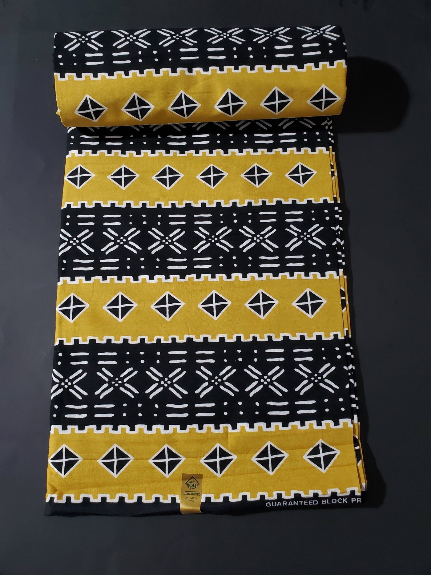 Gold, Black and White Tribal African Ankara Fabric