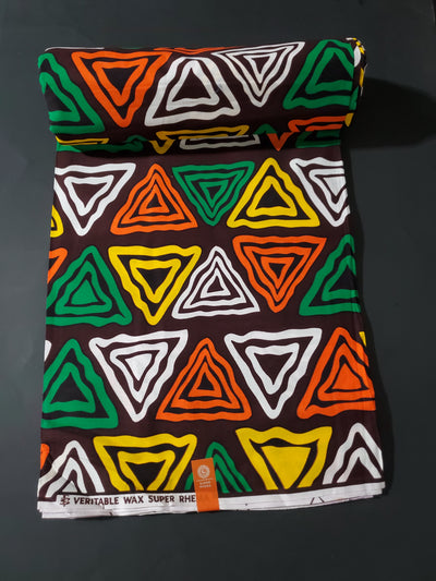 Brown, Yellow and Green Multicolor African Ankara Fabric