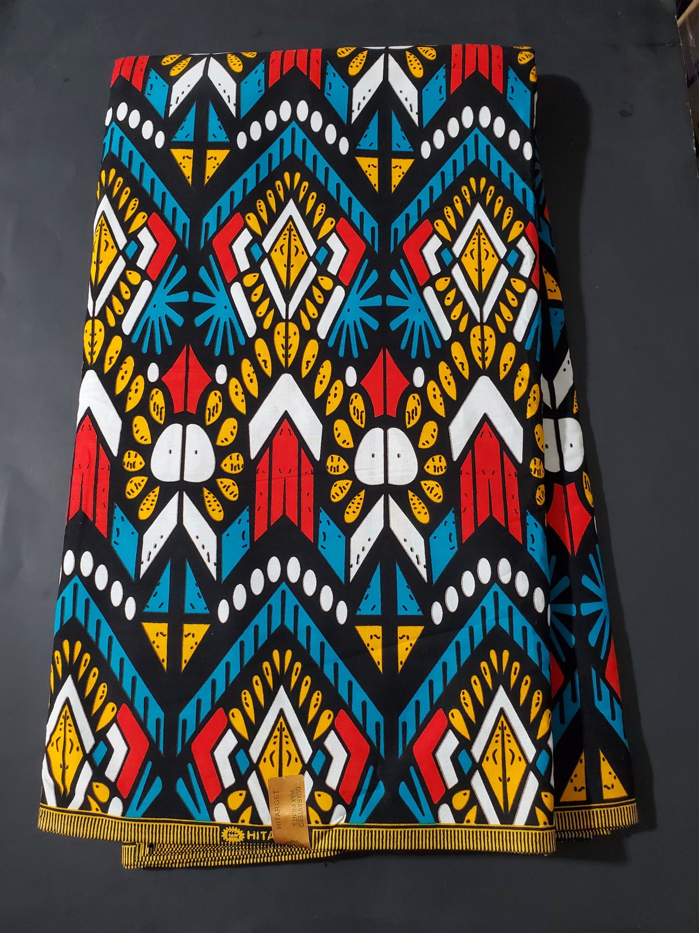 Blue, Red, White and Black Tribal African Ankara Fabric