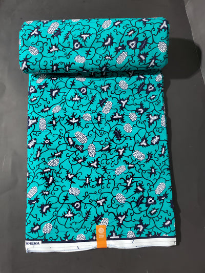 Teal Green and Black Multicolor African Ankara Fabric