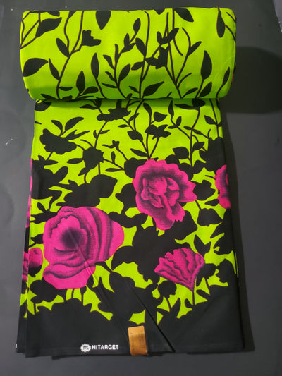 Green and Black and Pink Multicolor African Ankara Fabric