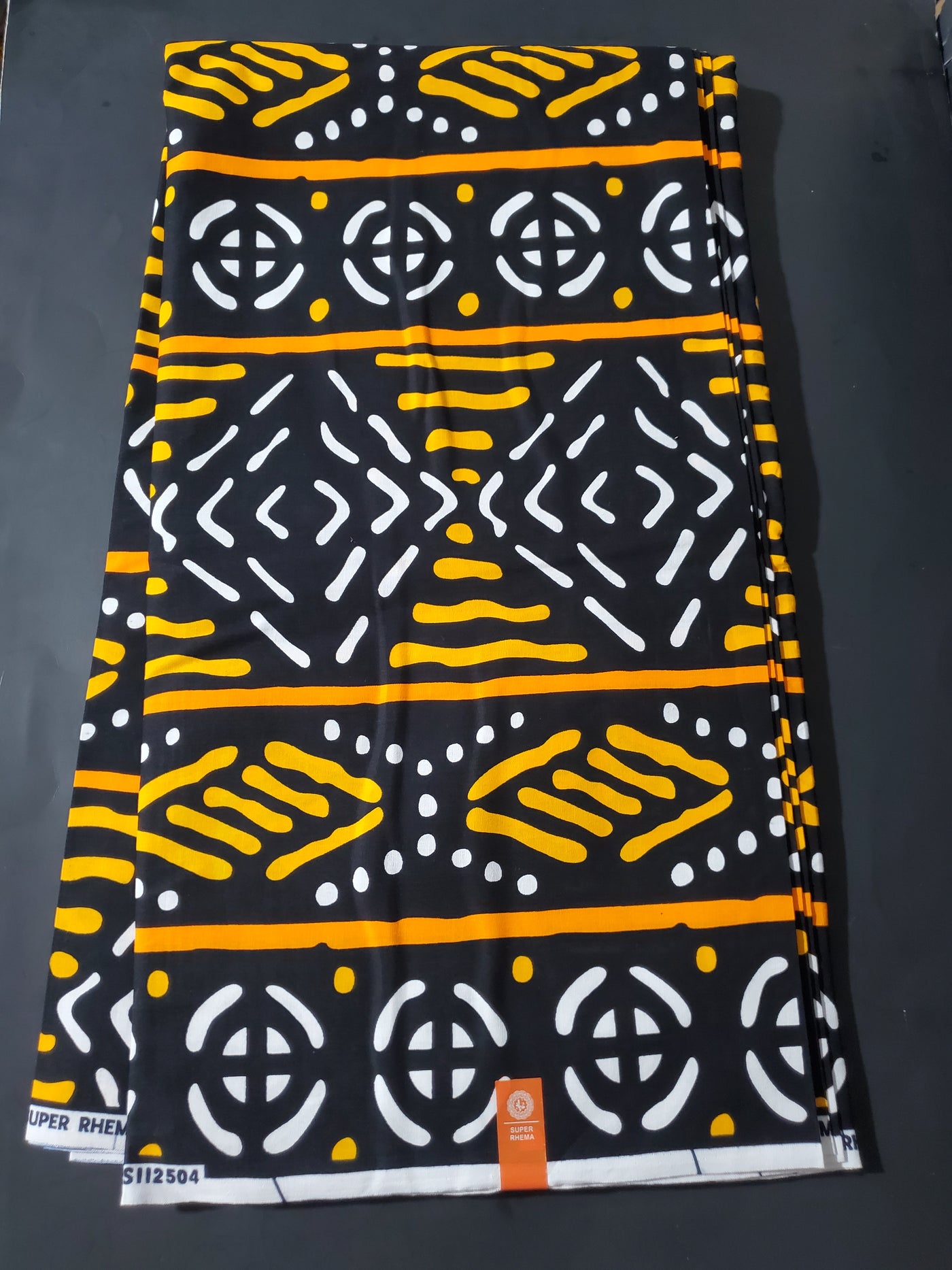Black, Yellow and White Multicolor African Ankara Fabric