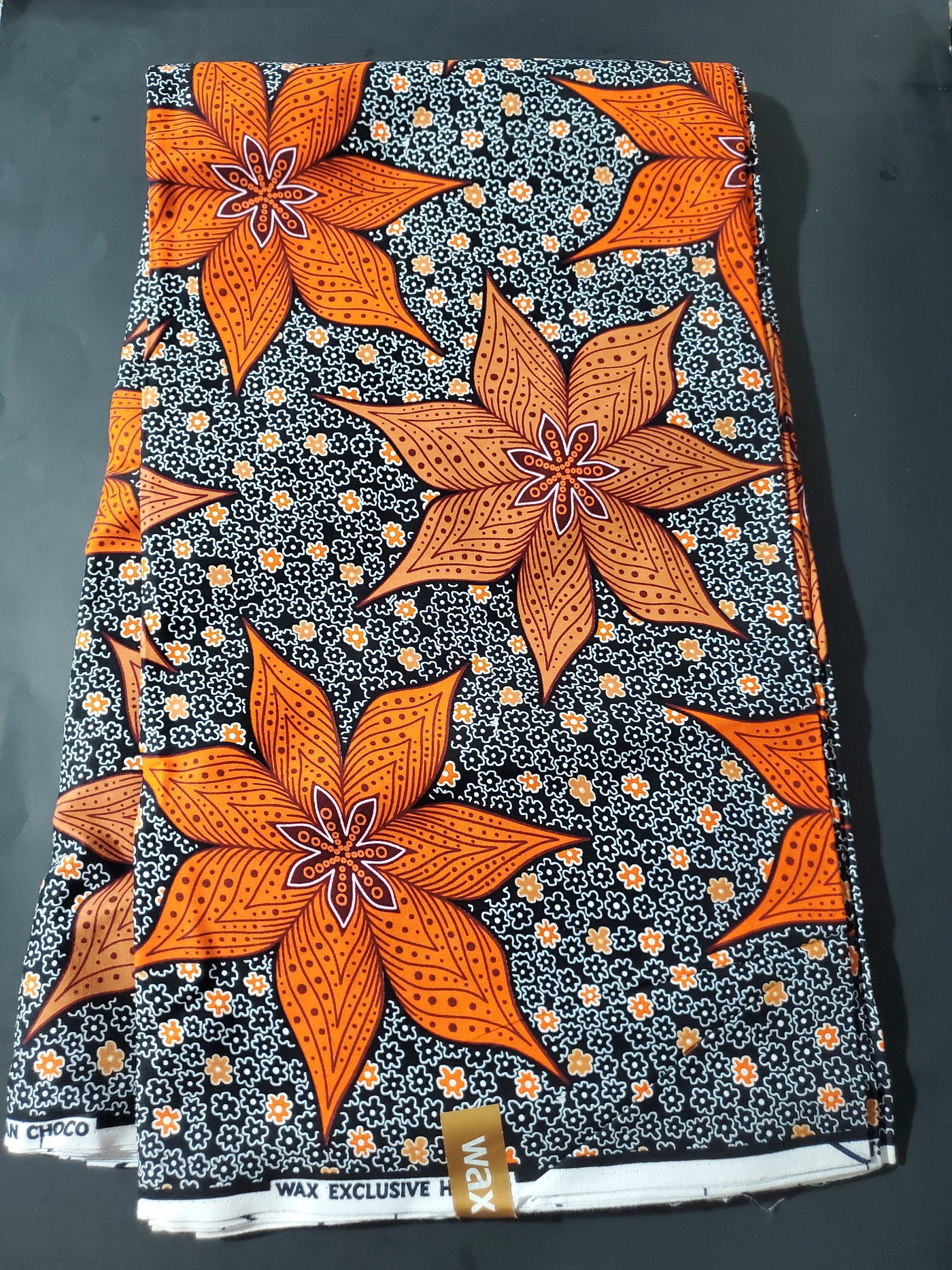 Navy, Brown and Orange Multicolor African Ankara Fabric