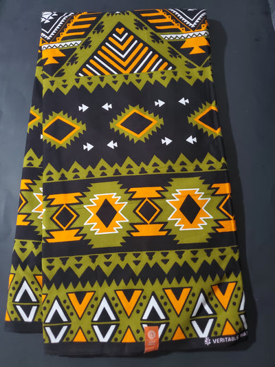 Black, Green, Yellow and White Multicolor African Ankara Fabric