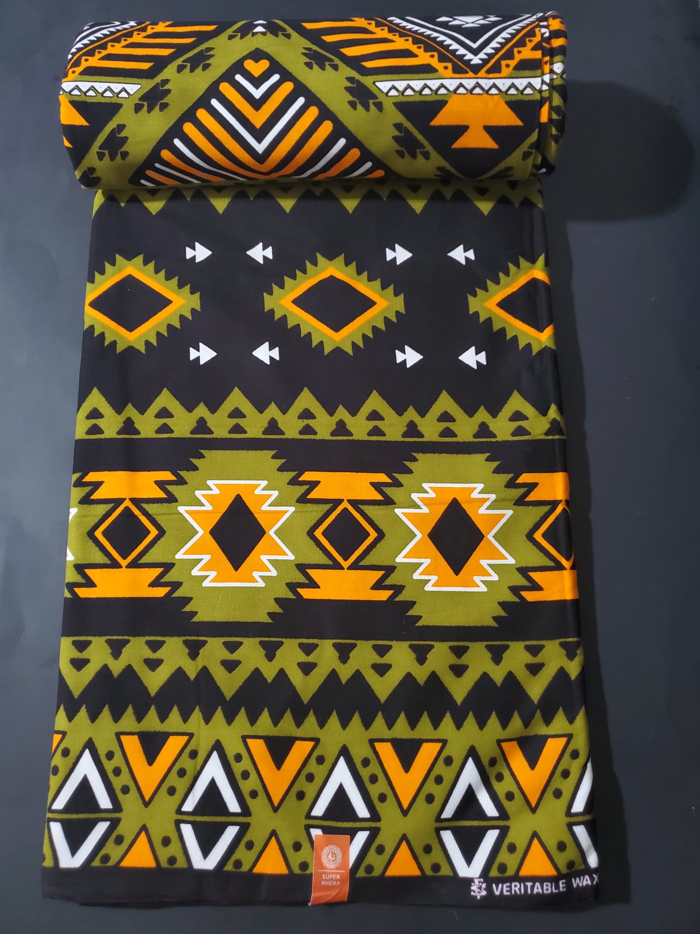 Black, Green, Yellow and White Multicolor African Ankara Fabric
