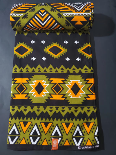 Black, Green, Yellow and White Multicolor African Ankara Fabric