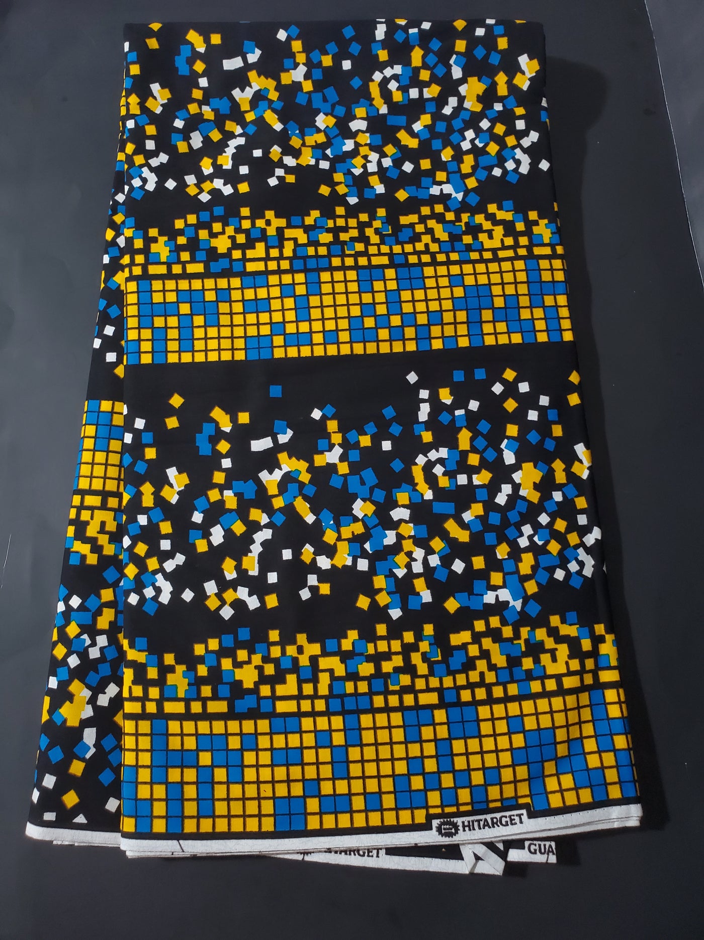 Blue, Yellow, Black and White Multicolor African Ankara Fabric