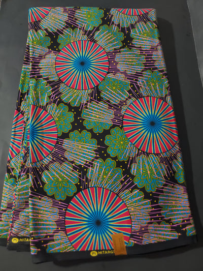 Green, Pink and Blue Multicolor African Ankara Fabric
