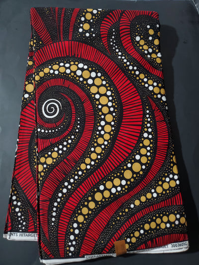 Red and Brown Multicolor African Ankara Fabric