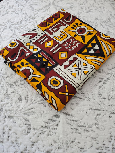 Brown, Yellow and Black Tribal African Ankara Fabric