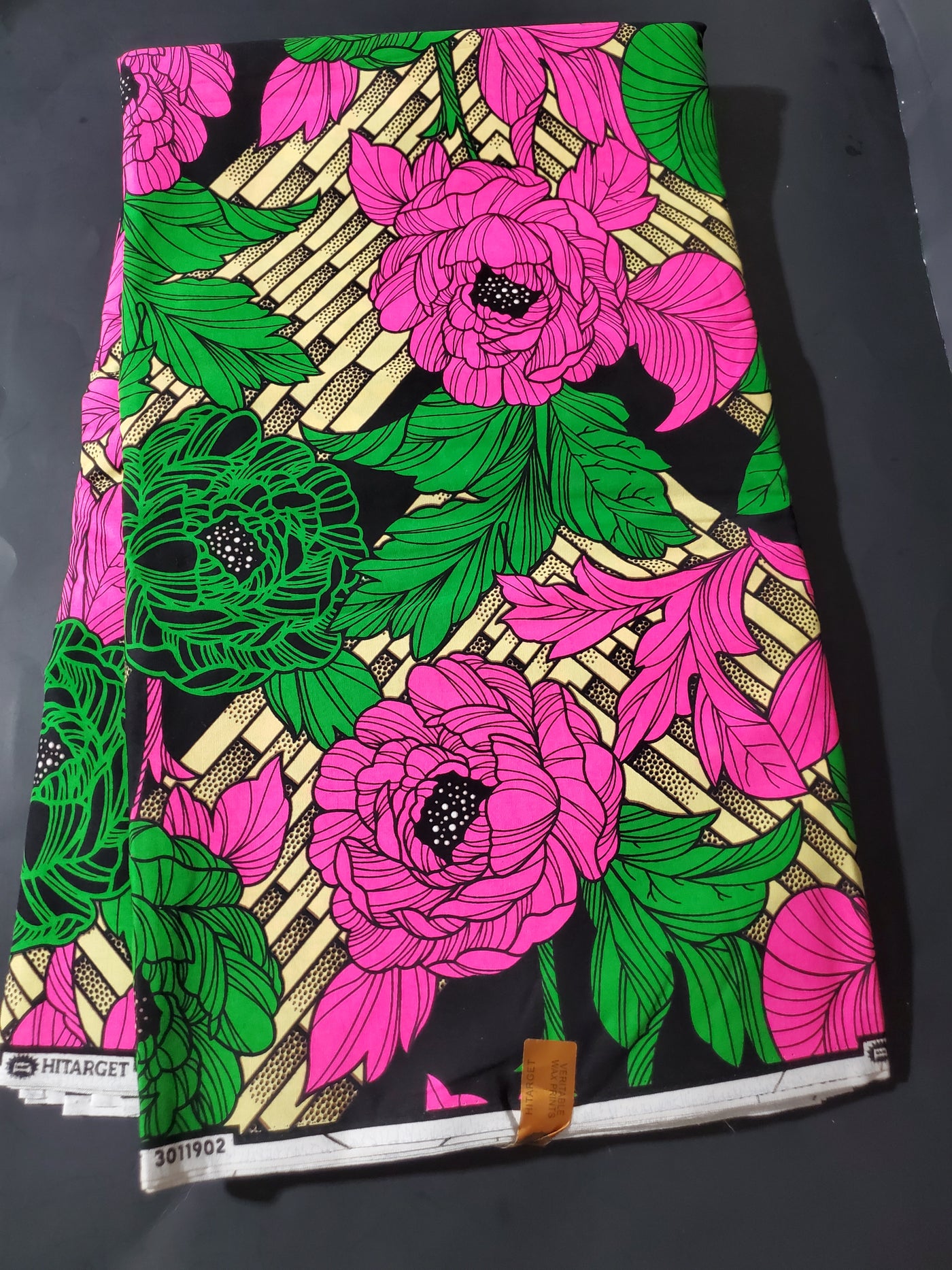 Black, Green and Pink Multicolor African Ankara Fabric