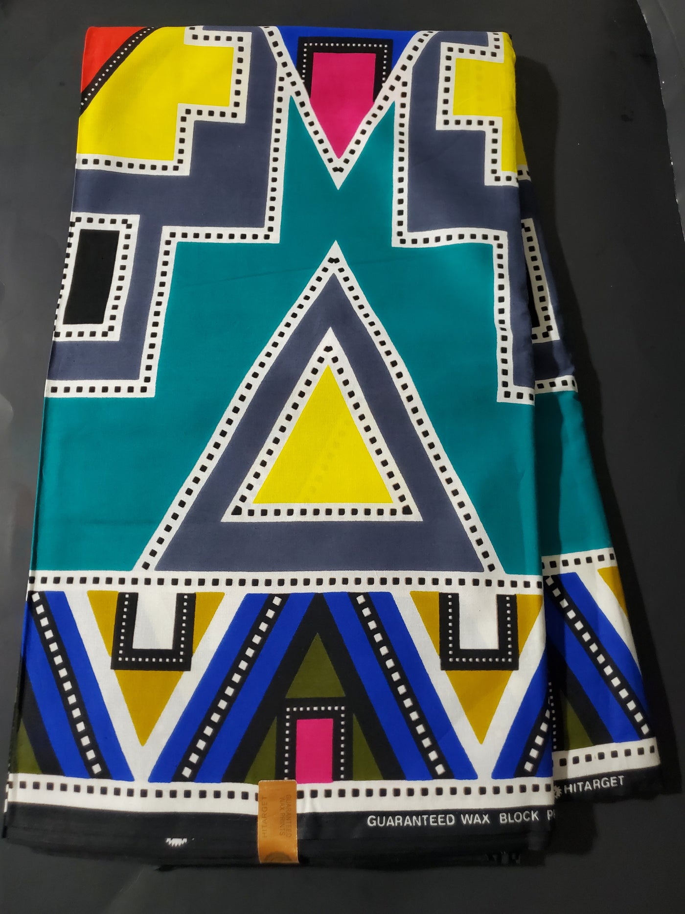 Teal, Gray, Yellow and Black Tribal African Ankara Fabric