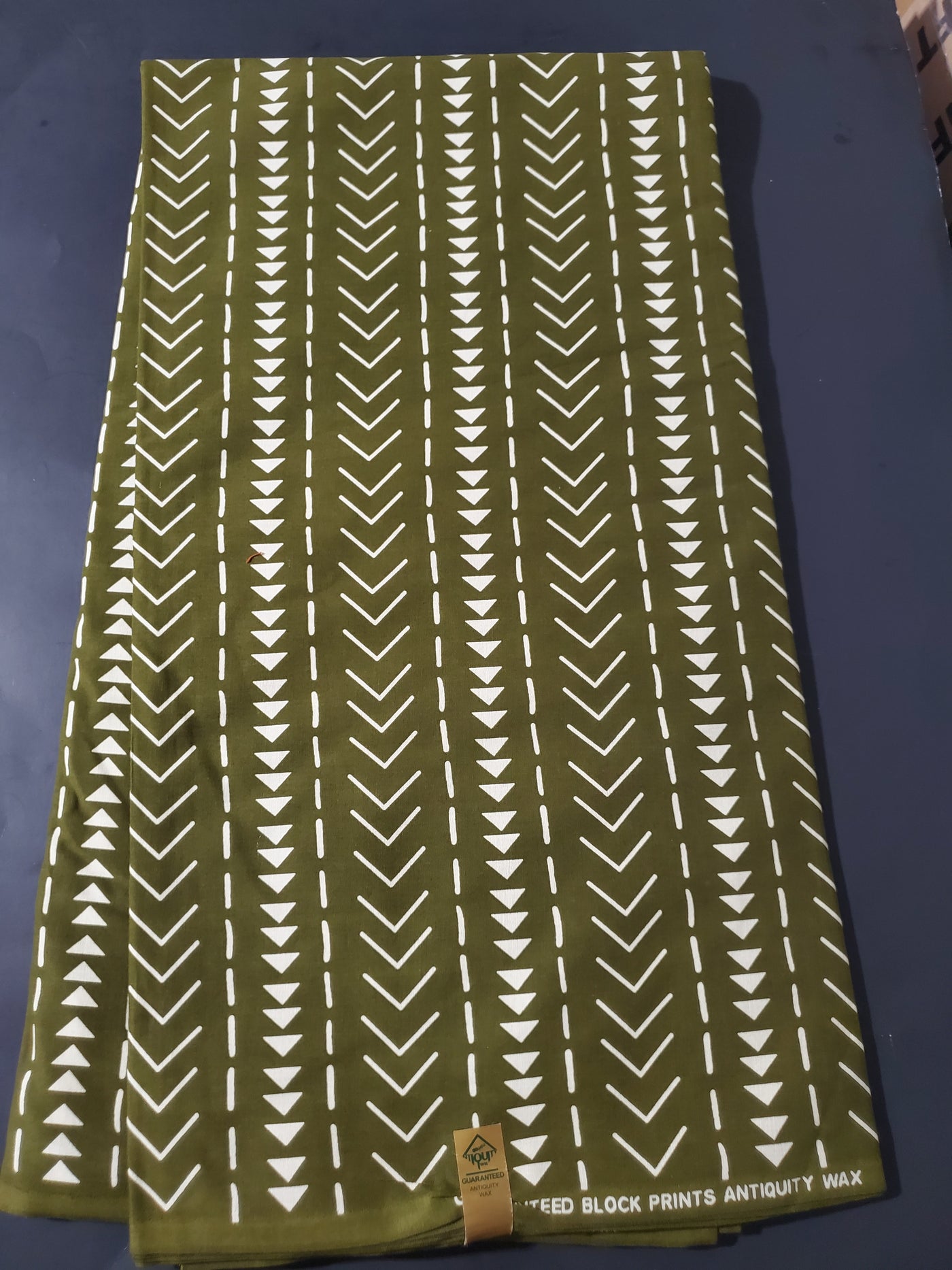 Olive and White Tribal African Ankara Fabric