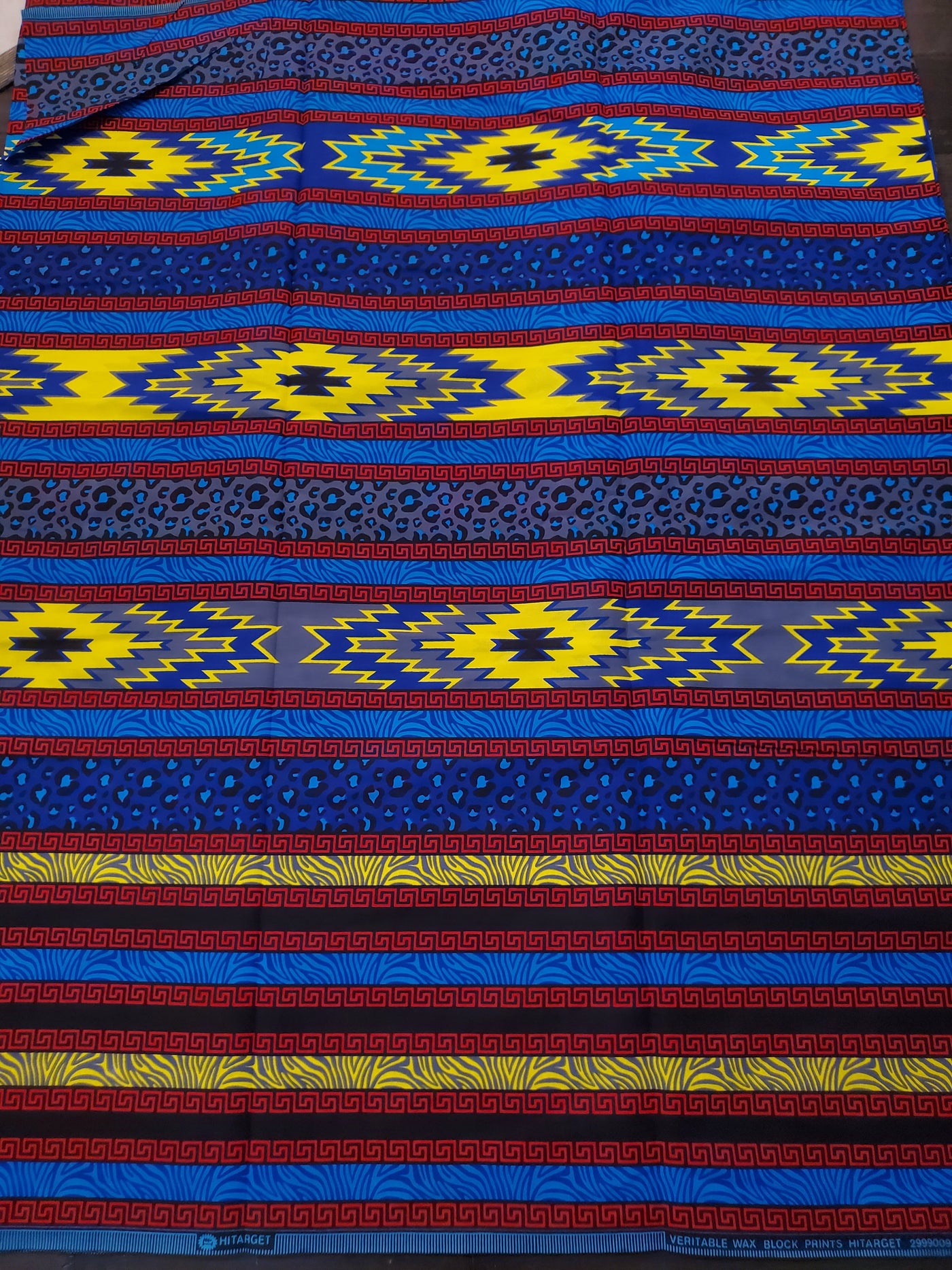 Blue, Gray, Yellow and Black Multicolor African Ankara Fabric