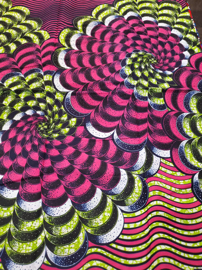 Pink, Green and Black Multicolor African Ankara Fabric