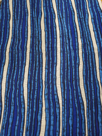 Blue, White and Black Multicolor African Ankara Fabric